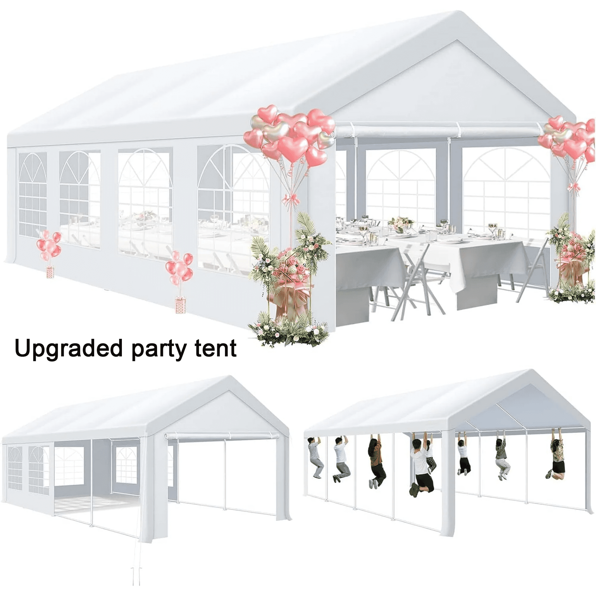 13' x 26' White Heavy Duty Waterproof Party Tent with Removable Sidewalls