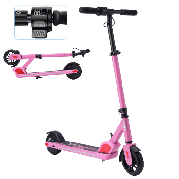 SANOPY Electric Scooter for Kids age 8+,150W Motor,Max 7 Mile & Top 10Mph,3 Speeds and Height Adjustable,LED Visible Display,Ideal Gifts for Kids,Pink