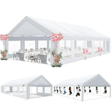COBIZI 20'x 40' Large Heavy Duty Outdoor Canopy Party Tent & Carport, Upgraded Wedding Event Shelter Gazebo with 8 Removable Sidewalls, Big Tent for Birthday Party, Outdoor Event, Wedding, White