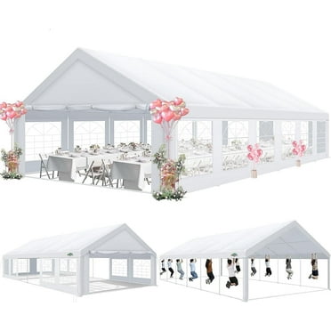 COBIZI 20'x 40' Large Heavy Duty Outdoor Canopy Party Tent & Carport, Upgraded Wedding Event Shelter Gazebo with 8 Removable Sidewalls, Big Tent for Birthday Party, Outdoor Event, Wedding, White