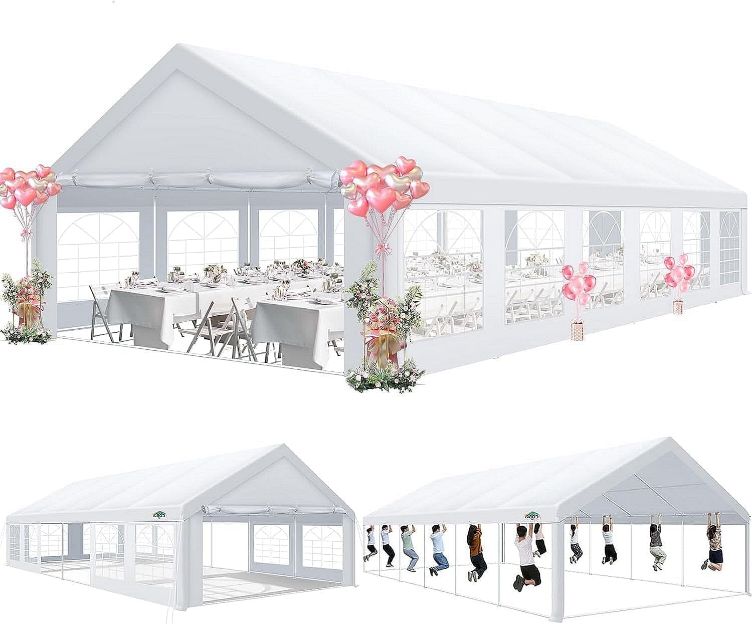 Walmart savings: COBIZI 20'x40' Enclosed Waterproof Canopy Tent with 8 Removable Sidewalls, Ideal for Outdoor Events & Weddings, White