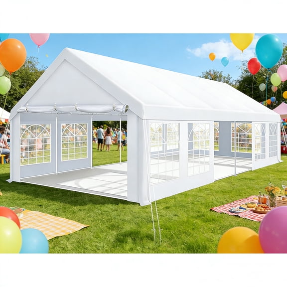 COBIZI 20'x 40' Large Heavy Duty Outdoor Canopy Party Tent & Carport, Upgraded Wedding Event Shelter Gazebo with 8 Removable Sidewalls, Big Tent for Birthday Party, Outdoor Event, Wedding, White
