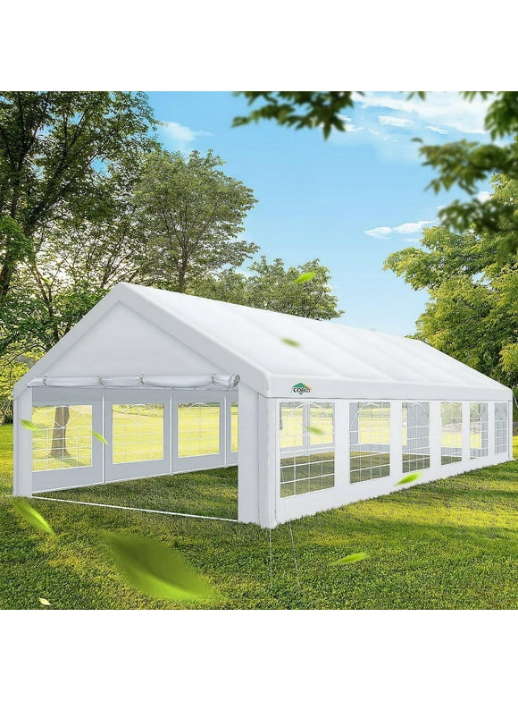 COBIZI 20x40 Heavy Duty Outdoor Canopy Large Party Tent & Carport, Upgraded Outdoor Event Shelter Tent with 8 Removable Sidewalls, UV50+, Big Tent for Wedding, Festivals, Birthday Parties, White