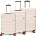 thumbnail image 1 of COBIZI 3 Piece Hardshell Luggage Set, Suitcase Set with Spinner Wheels and TSA Lock, 20/24/28 in, Beige, 1 of 7