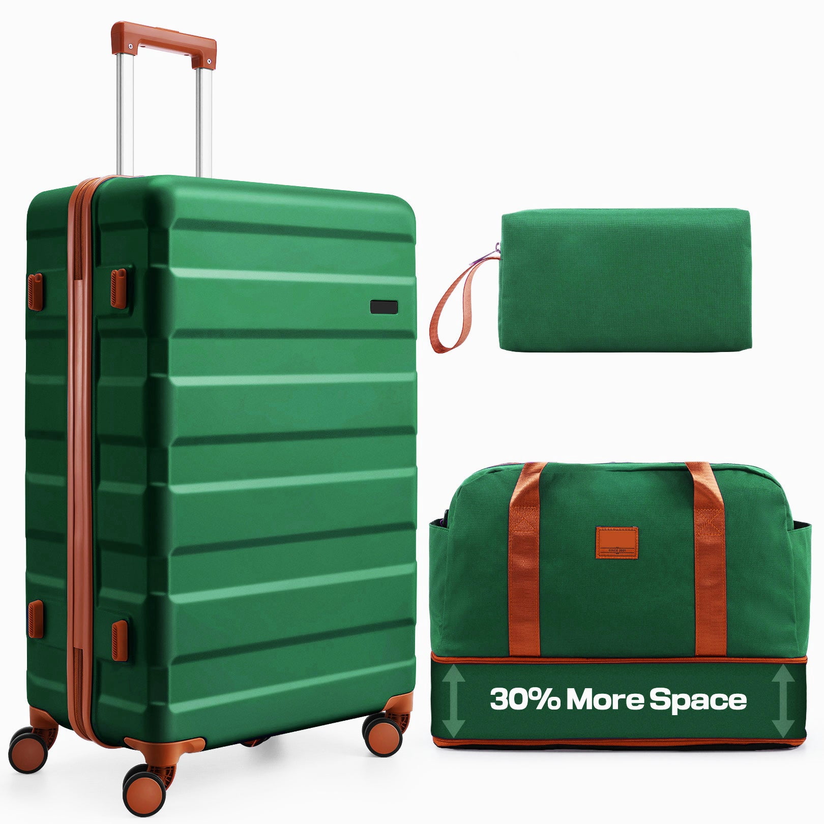 COBIZI 3-Piece Luggage Set-20" Carry-On with Spinner Wheels&TSA Lock ,Lightweight Hardside Travel Set for Business & Vacation,Dark Green