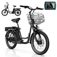 thumbnail image 1 of SANOPY 350W Electric Bike for Adults,Max 15Miles Range&20MPH, 48V 7.8Ah Removable Battery, 20" Fat Tire Off-Road E Scooter with Basket&Seat,UL2272 Certified,Black, 1 of 10