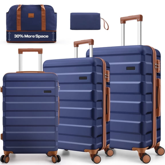 COBIZI 5 Piece Hard Shell Luggage Set, TSA Lock, Travel & Duffle Bag, Blue