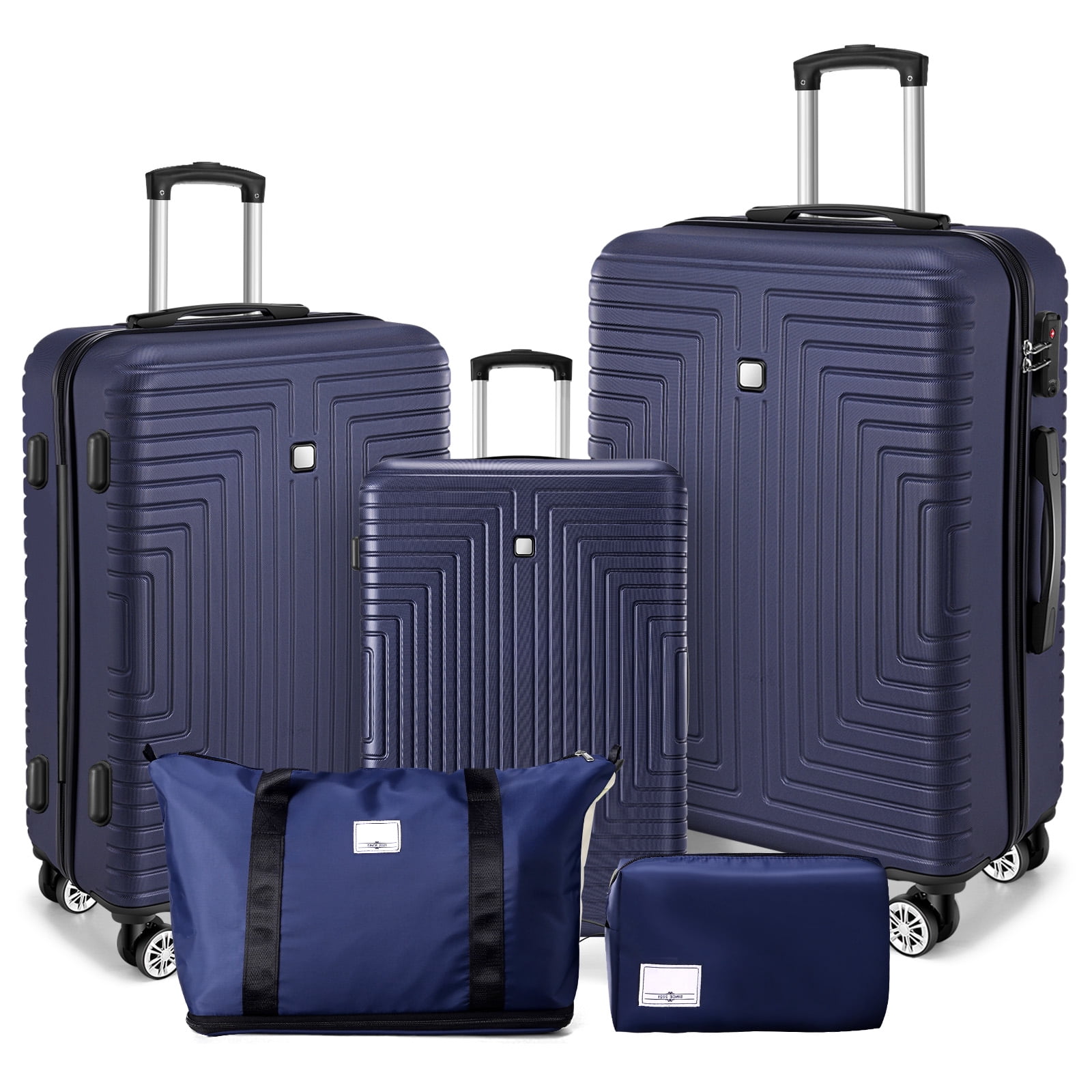 COBIZI Luggage Sets 5 Piece, ABS+PC Hard Shell Suitcases with Wheels, TSA Aproved Lock and Carry on Bags, Travel Suit Case Set for Men and Women, (5-Piece, Blue)