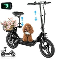 COBIZI Electric Scooter for Adults with Seat,Peak 819W Motor,Commuter Foldable Electric Scooter with Basket&14" Wheels,Up to 25 Miles 20Mph,Black