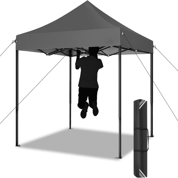COBIZI Canopy Tent 6.6’x6.6’ Folding Outdoor Pop Up Heavy Duty Canopy for Beach Camping-Gray