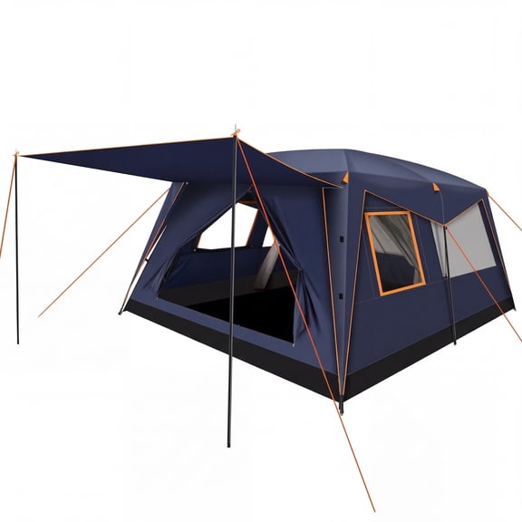COBIZI 6-8-10 Person Family Camping Tent with Fast & Easy Setup, 10x14FT Waterproof UV-Resistant Tent with Removable Rainfly, Wind Ropes and Stakes Included, Blue