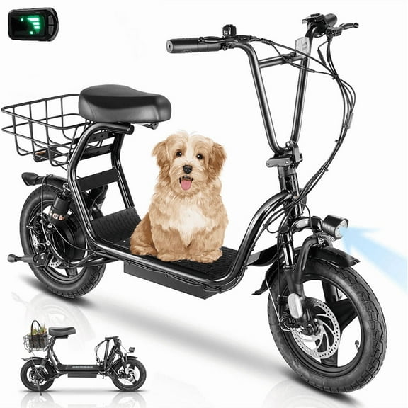 SANOPY Electric Scooter for Adults with Seat,Peak 1200W Motor,Commuter Foldable Electric Scooter with Basket, Dual Shock Absorbers&14" Wheels,up to 30 Miles 20 mph,Black