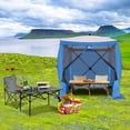 thumbnail image 1 of COBIZI 8x8 Pop up Gazebo Tent, Ez up Screen House, Portable Outdoor Canopy with 3 Sidewalls, Carry Bag & Ground Stakes for Camping, Cerulean Blue, 1 of 8