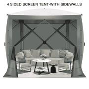 COBIZI 8x8 Pop up Gazebo Tent, Ez up Waterproof Screen Tent Screen House, Portable Outdoor Canopy Sun Shelter with 3 Sidewalls, Carry Bag & Ground Stakes for Camping, Garden and Picnics, Gray