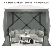 COBIZI 8x8 Pop up Gazebo Tent, Ez up Waterproof Screen Tent Screen House, Portable Outdoor Canopy Sun Shelter with 3 Sidewalls, Carry Bag & Ground Stakes for Camping, Garden and Picnics, Gray