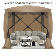 COBIZI 8x8ft Pop up Gazebo Screen Tent Screen House for Camping, 5 Sided Camping Outdoor Screened Gazebo Tent with Sidewalls, Portable Quick-Set Hub Tent with Carrying Bag and Ground Stakes, Khaki
