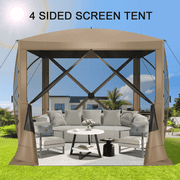 COBIZI 8x8 Pop up Gazebo Tent, Ez up Waterproof Screen Tent Screen House, Portable Outdoor Canopy Sun Shelter with 3 Sidewalls, Carry Bag & Ground Stakes for Camping, Garden and Picnics, Gray