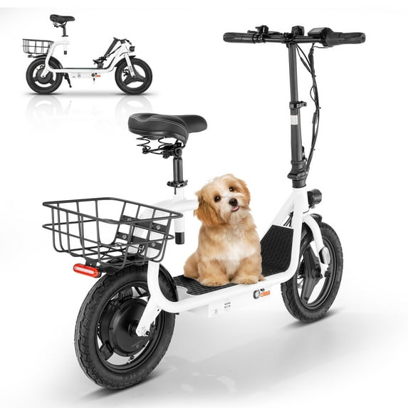 SANOPY Adult Electric Scooter with Ajustable Seat,14" Fat Tire,Peak 870W Battery, 30 Miles Range, 21MPH Top Speed, Foldable Electric Scooter for Commuting,White