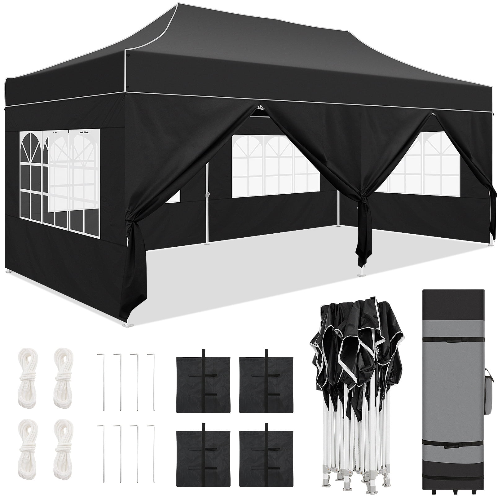 COBIZI 10x20 Pop-up Canopy with 6 Sidewalls, Heavy