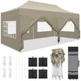 thumbnail image 1 of COBIZI Canopy 10x20 Pop up Canopy with 6 Sidewalls Heavy Duty Party Tent Outdoor Party Event Gazebo Commercial Canopy Tents for Parties Wedding Outdoor Events,Khaki (Upgraded Frame&Windproof), 1 of 6