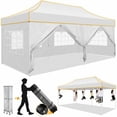 thumbnail image 1 of COBIZI 10x20 Heavy Duty Pop Up Canopy Tent with 6 Sidewalls, Windproof Upgraded Frame, Waterproof Commercial Grade Gazebo, Wheeled Bag Included for Wedding Party Events, White, 1 of 10