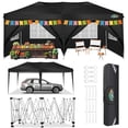 thumbnail image 1 of COBIZI Canopy 10x20 Pop Up Canopy Tent with 6 Sidewalls, Waterproof Outdoor Event Shelter Gazebo Sun Shade Portable 10x20 Tents for Parties Beach Camping Commercial Instant Canopy (Black, 10'x20'), 1 of 9