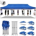 thumbnail image 1 of COBIZI Canopy 10x30 Pop-up Heavy Duty Canopy Tent with 8 Removable Sidewalls,Party Tent for Weddings,Beaches,Outdoor Events,Commercial Seasonal Wind UV 50+& Waterproof&Sunburn Protection,Blue, 1 of 13