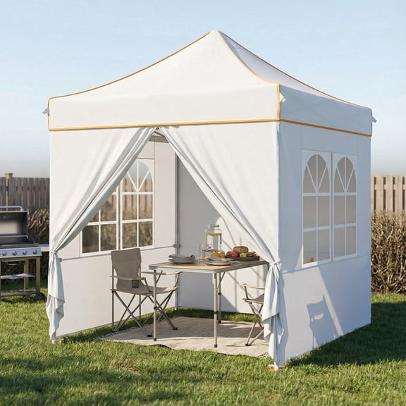 COBIZI 6.6x6.6 Pop-up Canopy Tent, Waterproof, Heavy-Duty, 4 Sidewalls, Carry Bag, White