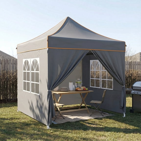 COBIZI 6.6x6.6 Pop-up Canopy Tent, Heavy-Duty, Waterproof, 4 Sidewalls, Carry Bag, Gray