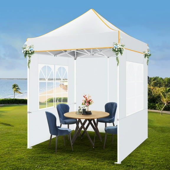 COBIZI Canopy 6.6X6.6 Pop Up Canopy EZ Outdoor Canopy Portable Commercial Instant Canopy Tent for Party Shelter Tent Waterproof Gazebo Heavy Duty Canopy with 4 Sidewalls Carry Bag,White