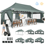 COBIZI 10X20 Pop up Canopy Tent with 6 Removable Side Walls Heavy Duty,Waterproof Adjustable Outdoor Event Party tent Parties,Commercial Instant Portable,Weddings,Camping,with Wheeled Bag,Gray