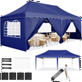 thumbnail image 1 of COBIZI Canopy Tent 10X20 Pop up Hollow Tent with 6 Removable Side Walls,Outdoor Event Party Canopy,Instant Portable,Suitable for Parties,Weddings,Camping and Beaches,with Wheeled Bag,Dark Blue, 1 of 7