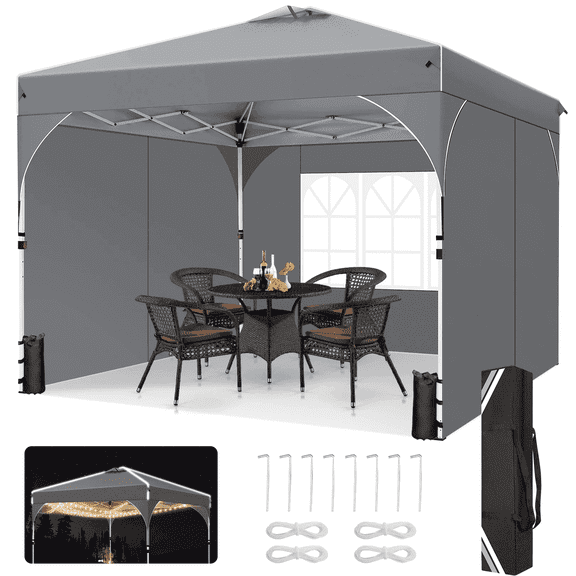 COBIZI 10x10 Pop up Canopy Gazebo with Sidewalls Easy up Tent for Party UPF 50+ Waterproof Canopy for Outside Sun Shelter for Party Event Commercial Market with Air Vent Sandbags,Gray