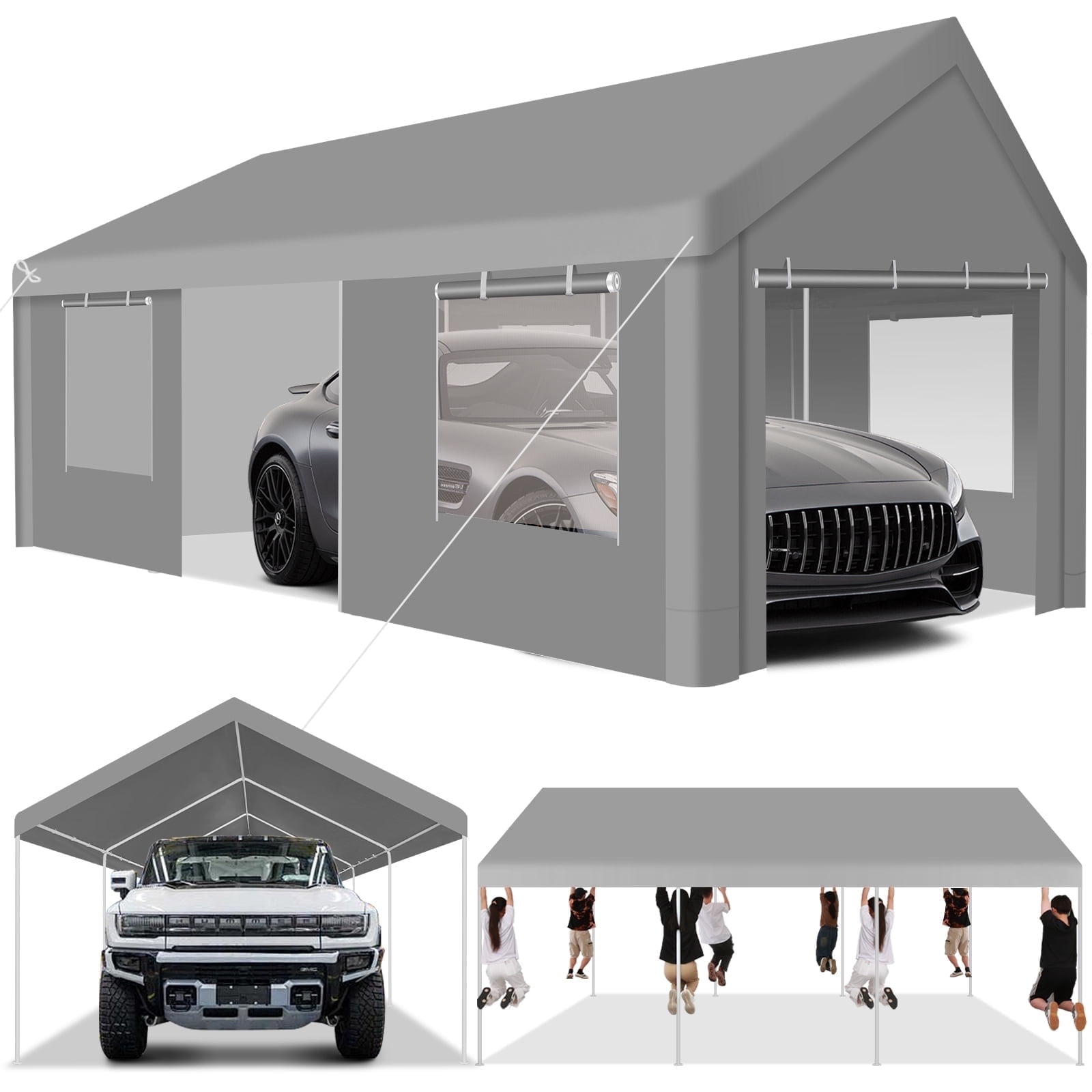 COBIZI Carport 12'x20', Heavy Duty Portable Garage Tent with Steel
