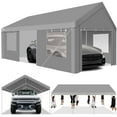 thumbnail image 1 of COBIZI Carport 12'x20' Large Heavy Duty Car Tent with Powder-Coated Steel Frame, Portable Garage with Removable Sidewalls & Doors, Car Canopy with All-Season Tarp for Outdoor Party, Birthday, Gray, 1 of 11