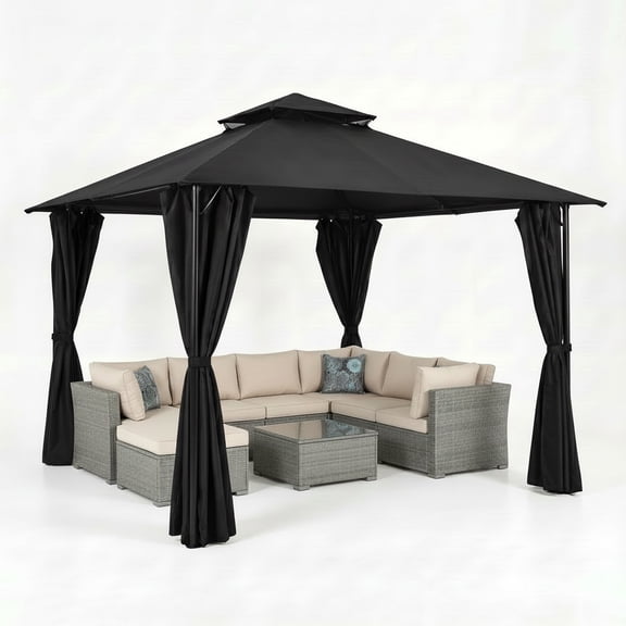 COBIZI Outdoor Gazebo,10x10 Outdoor Canopy with Removable sidewalls, Shade Tent for Party, Backyard, Patio Lawn & Garden,Black