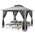 thumbnail image 1 of COBIZI Easy Assembly Outdoor Furniture Patio Canopy,10x10 Outdoor Gazebo with Mosquito Netting,Shade Tent for Party, Backyard, Deck, Patio Lawn & Garden,Gray, 1 of 13