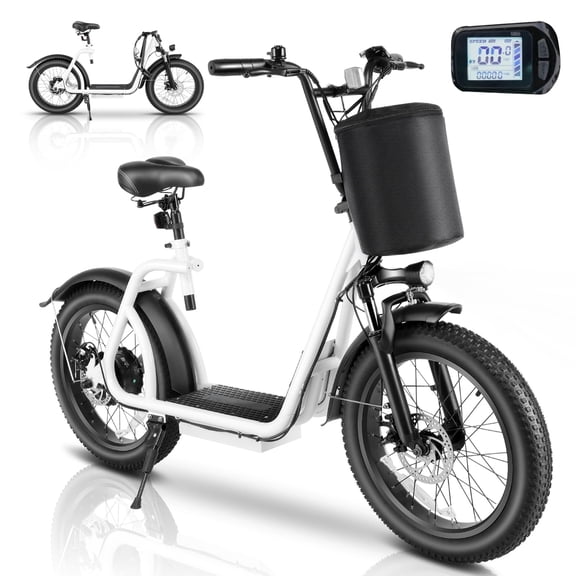 SANOPY Electric Scooter Adults, 20" x 3.0 Fat Tire for All-Terrai, Peak 819W Dirt Scooter , 48V 10.4AH Battery up to 30 Miles 20Mph,White