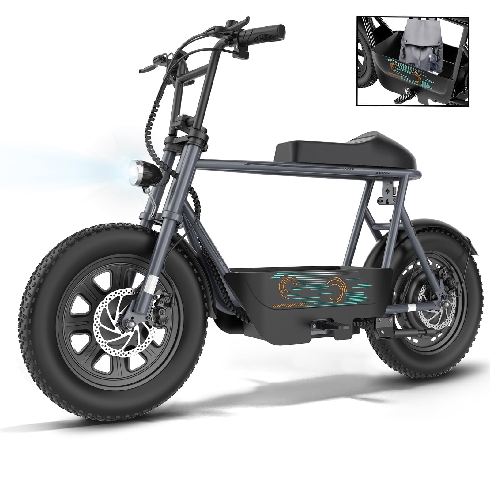 SANOPY Electric Scooter Electric Scooters for Adults, Peak 1200W Motor, Top 20mph, 30 Long Miles Range, 16" Fat Tire, Motorcycle Style Electric Scooter with Basket, Gray