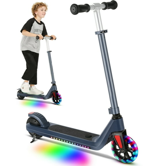 COBIZI Electric Scooter for Kids Ages 6-8, 120W Motor&Top 10mph, 80 mins Ride Time,Adjustable Speed & Height,Colorful Lights, LED Display,Ideal Gifts for Kids Ages 6-14,Blue