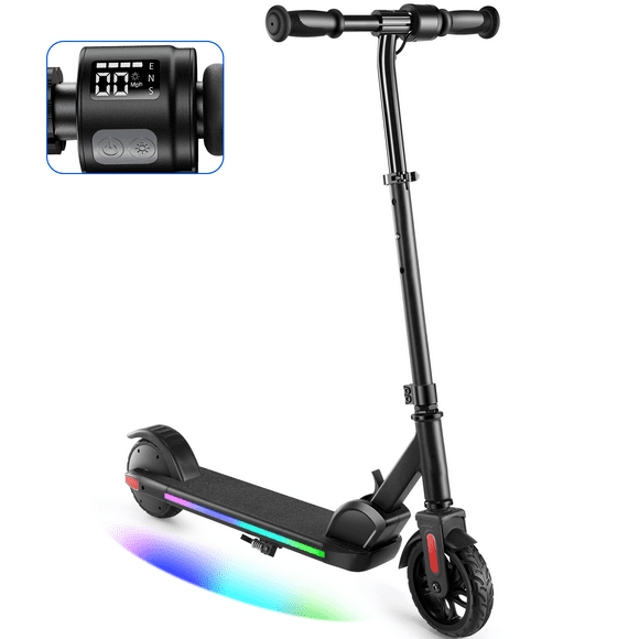 COBIZI Electric Scooter for Kids Ages 8-14, Top 10 mph &180W Motor, Adjustable Height & Speed, Kids Electric Scooter with Colorful Lights, Black