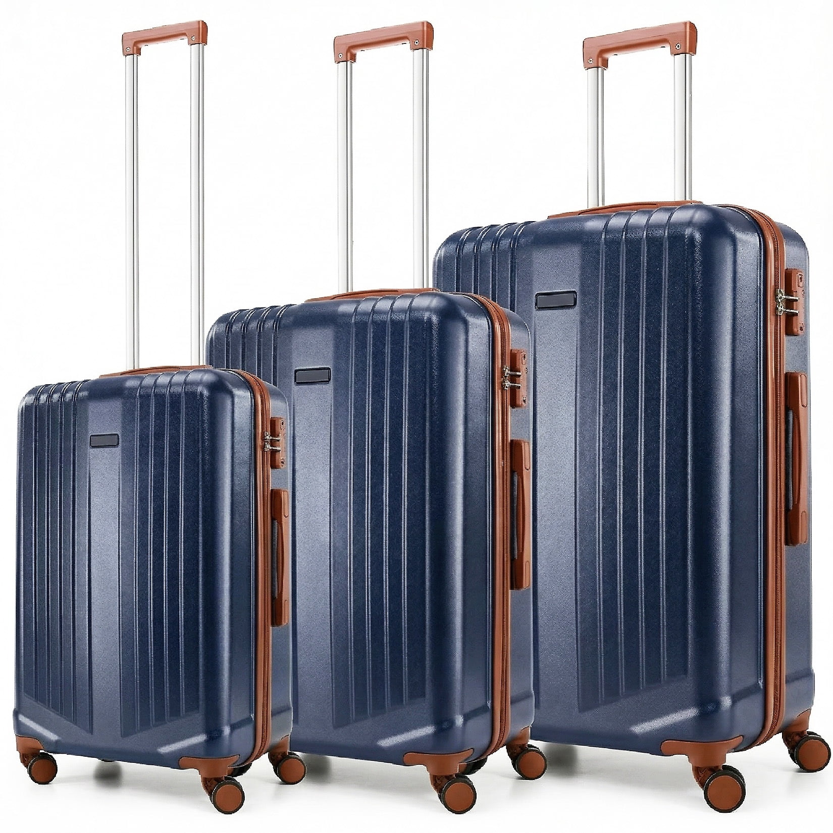 COBIZI Luggage Sets 3 Piece, ABS+PC Hard Shell Suitcases with Wheels, TSA Aproved Lock and Convient Side Hook, Travel Suit Case Set for Men and Women, Dark Blue
