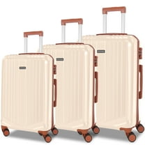 COBIZI 3-Piece Hardshell Luggage Sets Hardside ABS PC with 360°Spinner Wheels&TSA Lock,Lightweight 3 Pc Luggage Sets,20in 24in 28in(Beige)