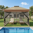 thumbnail image 1 of COBIZI 13x13 Pop-Up Gazebo Canopy Tent, Outdoor Portable Patio Shelter with Carry Bag for Camping, Garden, Deck & Backyard, Beige, 1 of 12