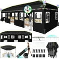thumbnail image 1 of COBIZI Outdoor Canopy 10x30 Pop Up Canopy Tent Easy up Party Tent Instant Portable Waterproof Shade Tent Canopy for Party Camping with Sidewalls,Air Vent,Reflective Strip,Sandbags,Roller Bag,Black, 1 of 8