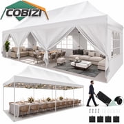 COBIZI 10x30 ft Pop Up Canopy Tent, 8 Removable Sidewalls, Waterproof 2000mm+ UPF 50+ Commercial Instant Gazebo, Easy Setup for Wedding Party Trade Show, Includ