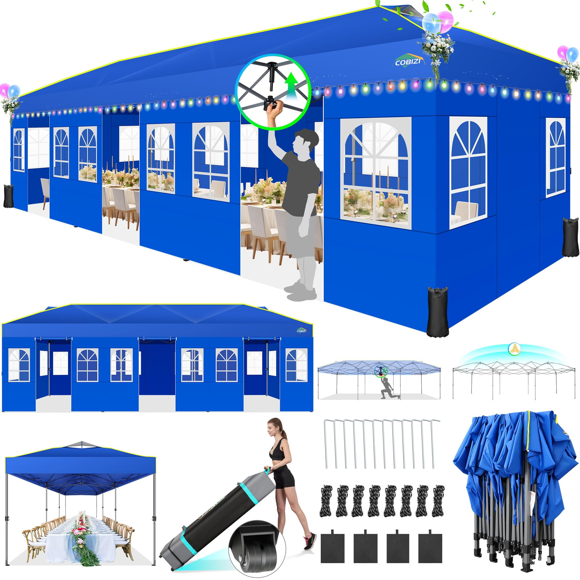 Outdoor Canopy 10x30 Pop Up Canopy Tent Easy up Party Tent
