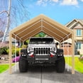 thumbnail image 1 of COBIZI Outdoor Metal Carport, 10' x 20' Heavy Duty Garage Car Shelter Shade, Carport Canopy with Powder-Coated Steel Frame for Outdoor Party, Birthday, Upgraded Khaki, 1 of 8