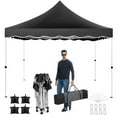 thumbnail image 1 of COBIZI Party Tent 10x10 Pop up Canopy, Easy Setup Canopy Tent with Sandbags, Stakes & Ropes, UPF 50+ Waterproof Outdoor Instant Portable Shelter for Party, Events, Vendor, Black, 1 of 11