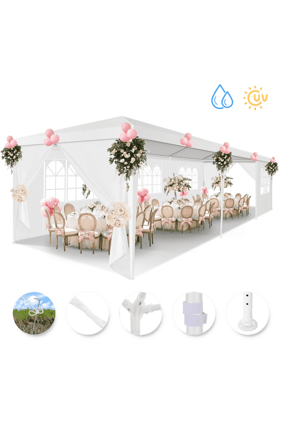 Party Tent 10x30 Canopy Tents for Parties with 8 Removable Sidewalls, Waterproof Outdoor Tent for Weddings and Events